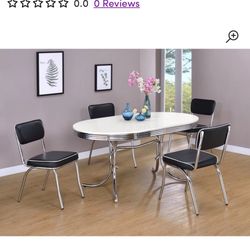 Retro 5 Piece Oval Dining Set Coaster Fine furniture kitchen table set