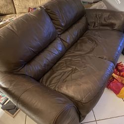 Brown leather couch Sofa