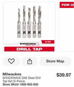 Milwaukee SHOCKWAVE SAE Steel Drill Tap Set (5-Piece)