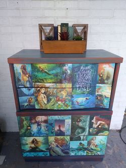 Custom upcycled Mermaids vintage chest of drawers