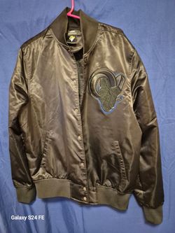 Los Angeles Rams Black Satin Bomber JackeIt