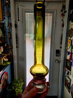 Marquis by Waterford Green Glass Vase Art Glass Decorative Solid Glossy Poland 12"