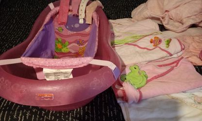 Baby bath and towels
