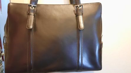 Franklin Covey Brown leather Briefcase organizer bag for Sale in
