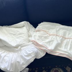 Crib Fitted Sheet /Protector And Crib Skirt