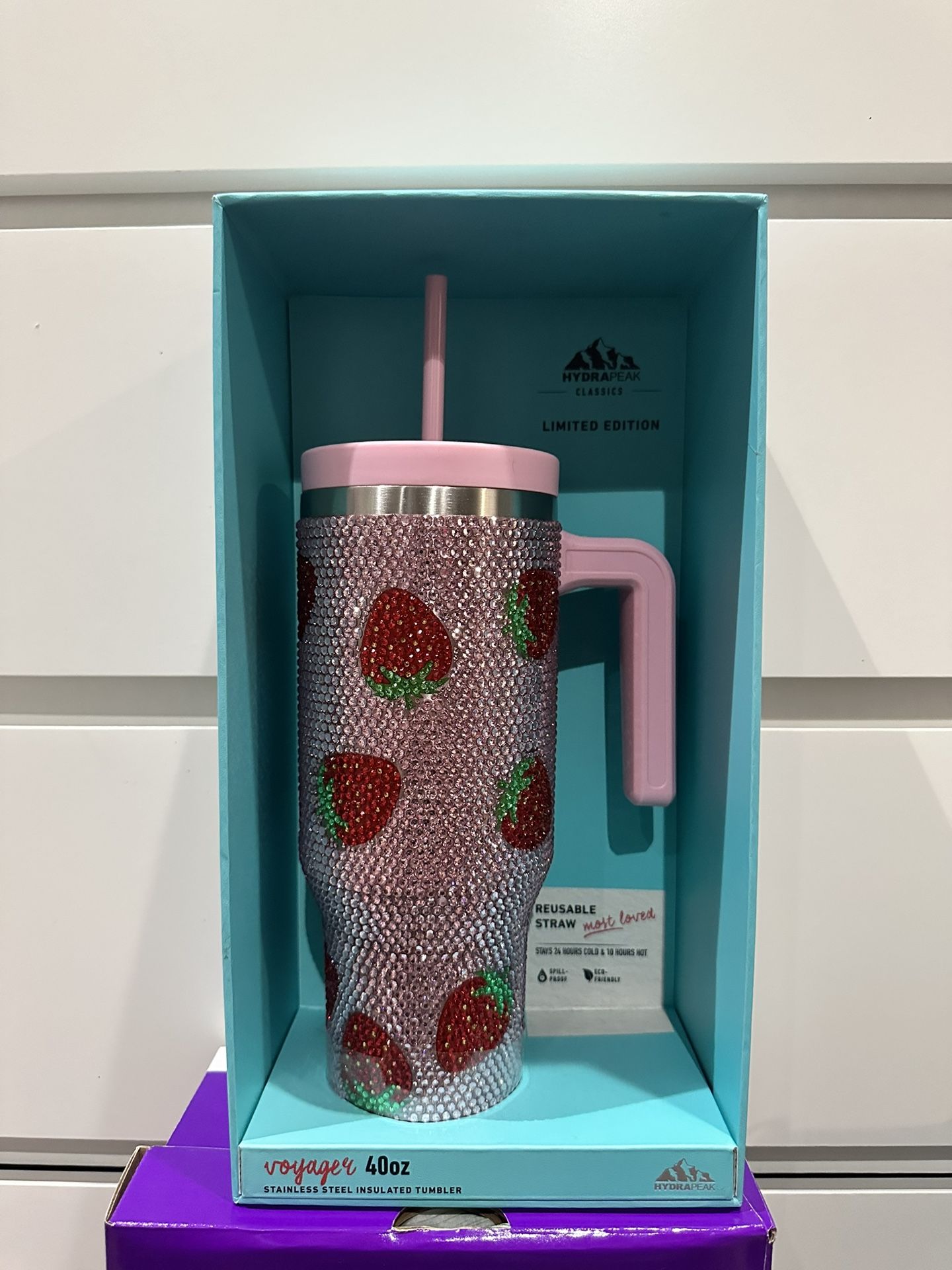 Strawberry Bedazzled Flask