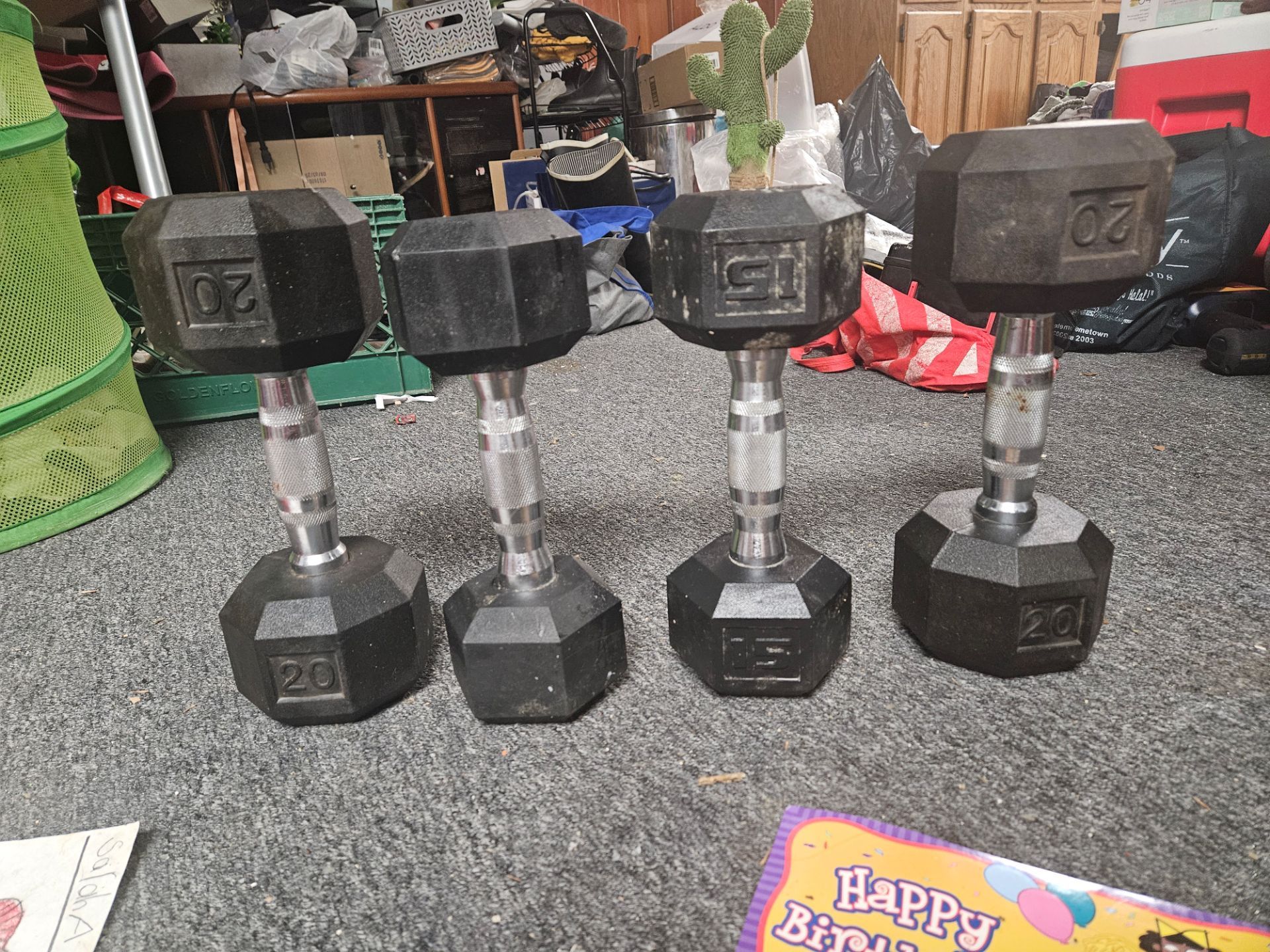 Set of 4 Hex Dumbbells – 2x 20 lb + 2x 15 lb (70 lbs total)