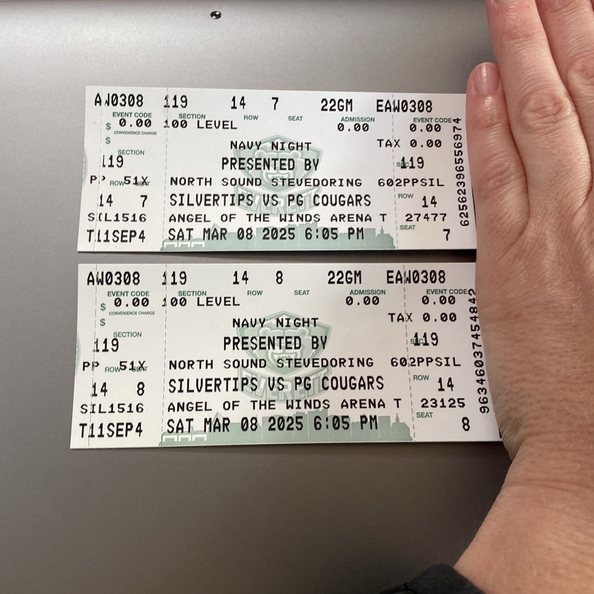 Everett Silvertips - TOMORROWS GAME 3/8 - 2 Tickets