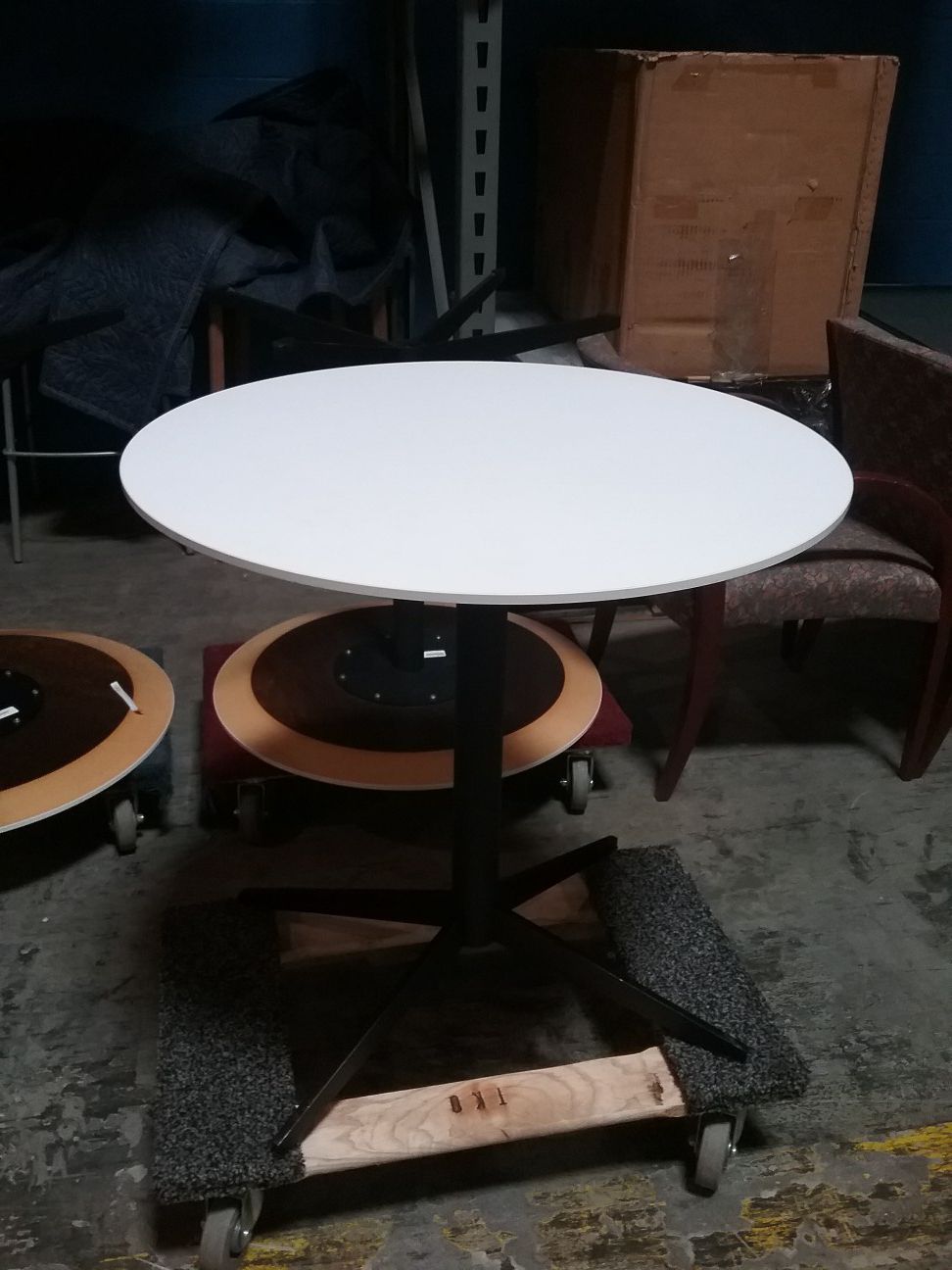 Round tables new .... white top black base