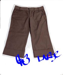 Womens Khaki Capri Dress Pants