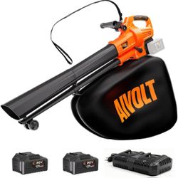 ☆ AIVOLT 40V Cordless Leaf Blower and Vacuum Mulcher Combo, Portable Leaf Vacuum Cordless with 40L Bag, Brushless Motor, 2 * 4.0Ah Batteries for Effor