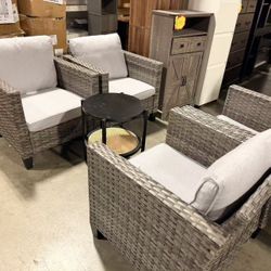 Patio Furniture Set, 5 Pieces Outdoor Conversation Set, grey cushion $199 