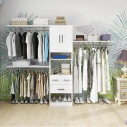 White Walk-In Closet Organizer System