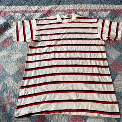 Sporty By J.K Star Men’s Sz L Made in U.S.A white short-sleeve t-shirt stripes
