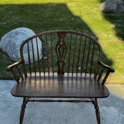 Wooden Spindle-Back Bench