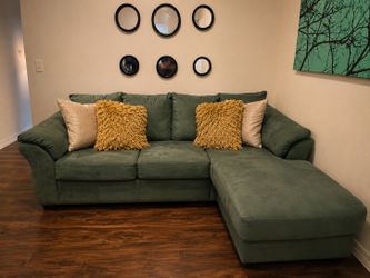 Green Sectional Sofa with Chaise – $375