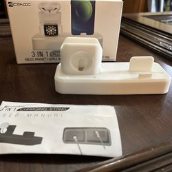 3 In 1 Charging Stand/New In Box/Holds Iphone,Apple Watch & Air Pods