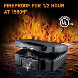 SentrySafe H0100 Fire-Resistant Box and Waterproof Box with Key Lock