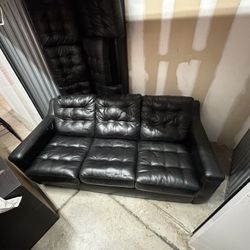 2 Black Leather Couches 