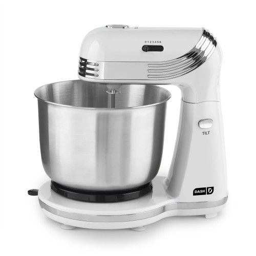 Dash Stand Mixer (Electric Mixer for Everyday Use): 6 Speed Stand Mixer with 3 qt Stainless Steel Mixing Bowl, Dough Hooks & Mixer Beaters for Frostin