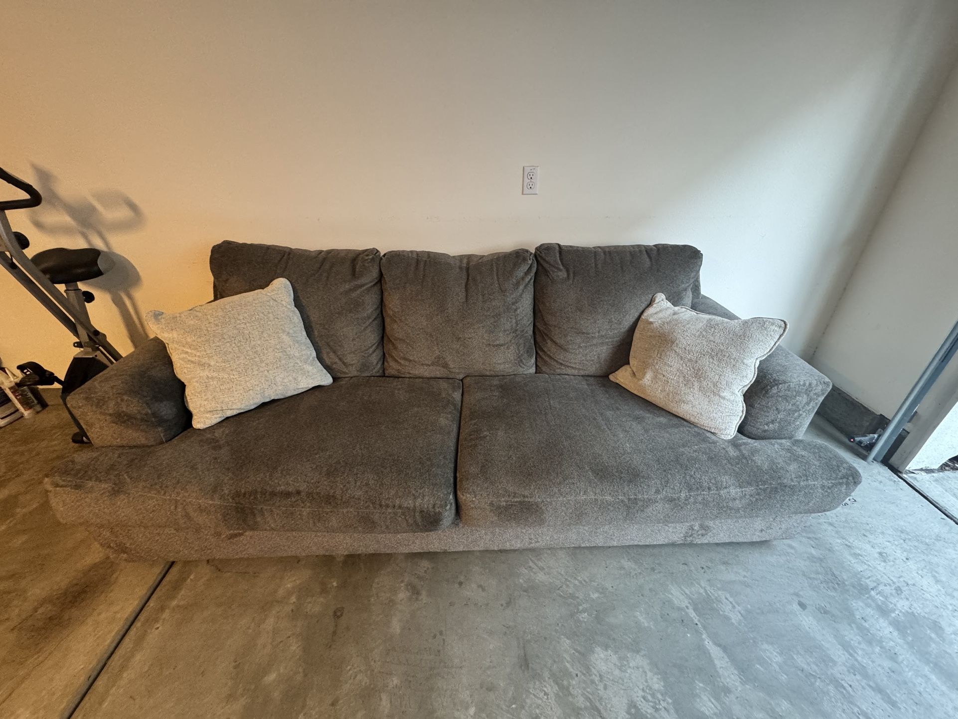 Plush Grey Sleeper Couch