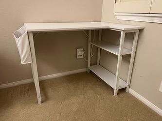 White Desk with Shelving and Storage
