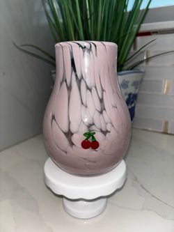 Anthropologie Valentines Icon Confetti Glass Vase Cherry Pink HTF Rare Limited Edition