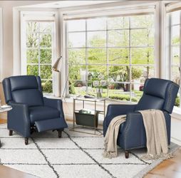 Genuine Leather Recliner Chair Arm Chair with Nailhead Trim (Set of 2)