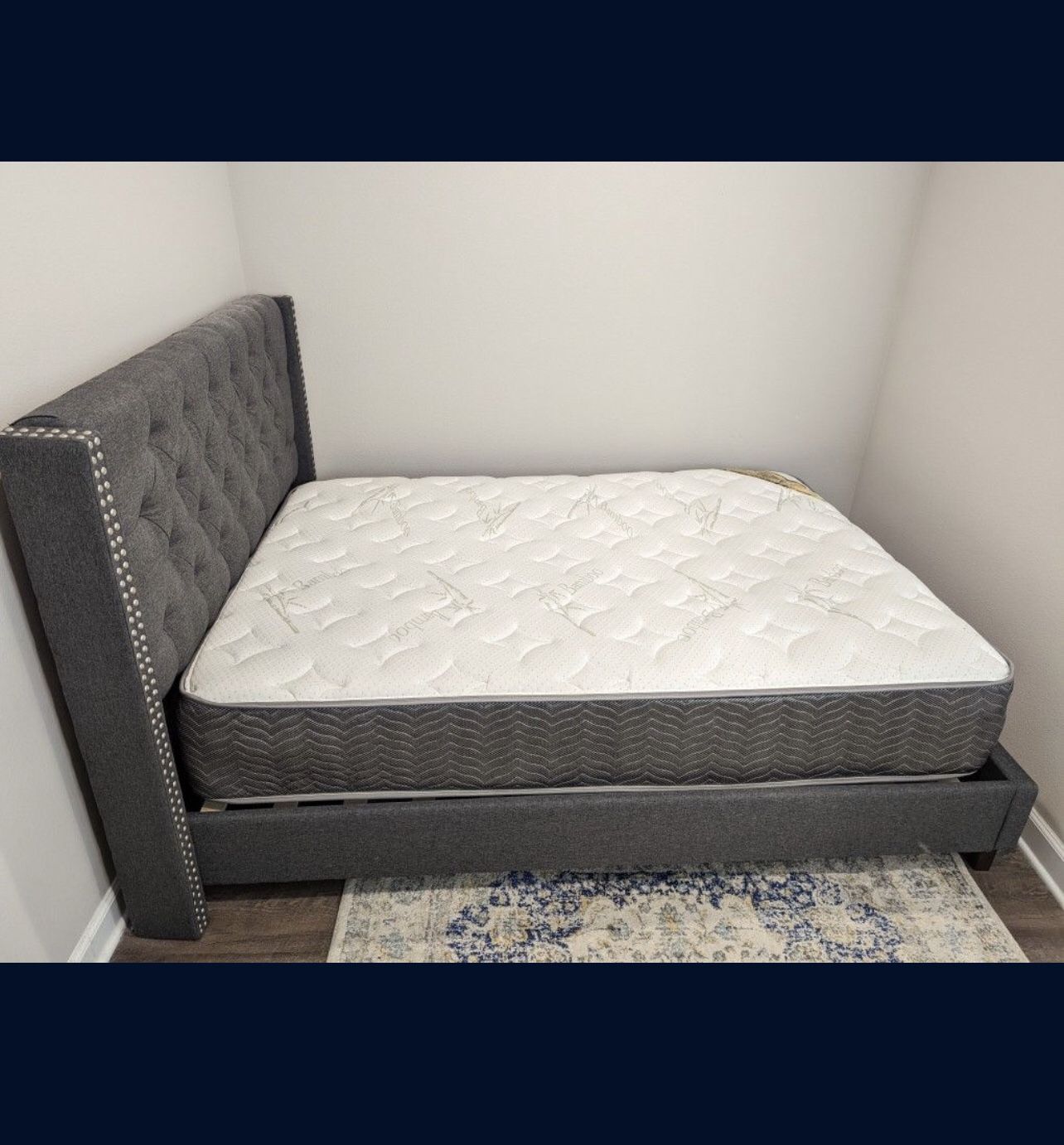 Queen Complete Bed With Bamboo Mattress