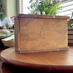 **ANTIQUE** Wooden Candle Box - Sliding Lid - Hardwood - 8” x 5” x 3”