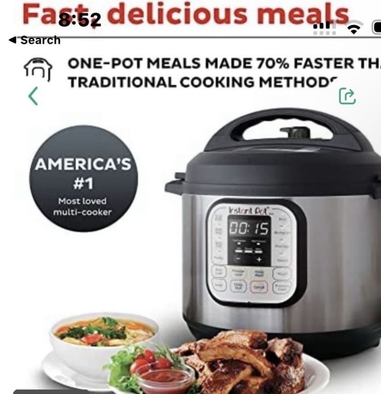 Instant Pot 6qt Duo Pressure Cooker $59