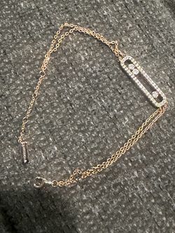 Rose Gold Tone Rhinestone Moving Stone Bar Necklace Fashion Jewelry
