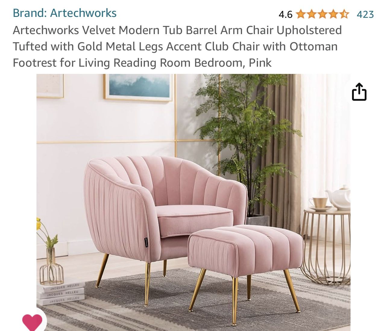 Pink Chair And Ottoman