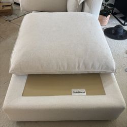 Crate and Barrel Lotus Modular Corner Chair with Ottoman Nordic Frost