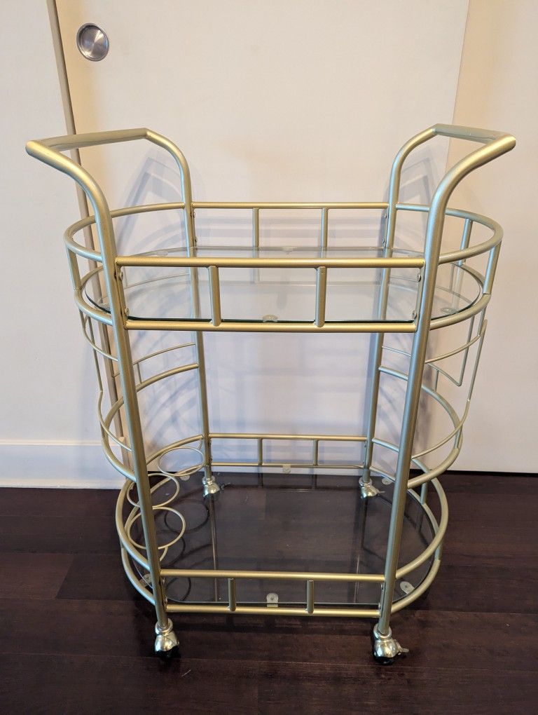 Gold Bar Cart – Glass Shelves