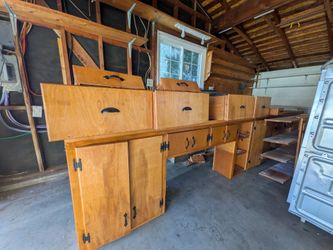 Wood Kitchen Cabinet Set with Black Hardware