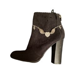 Handmade Boot Ankle Chain With Angel Wings, Crosses And A Heart Made Of Rhinestones - Buy Individually Or As A Pair!