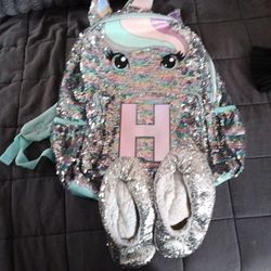 Bling Back Pack With Bling Slippers 