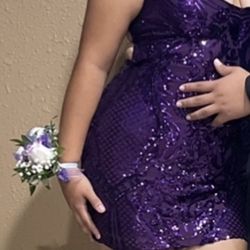 Bodycon Sequins Mini Purple Dress
