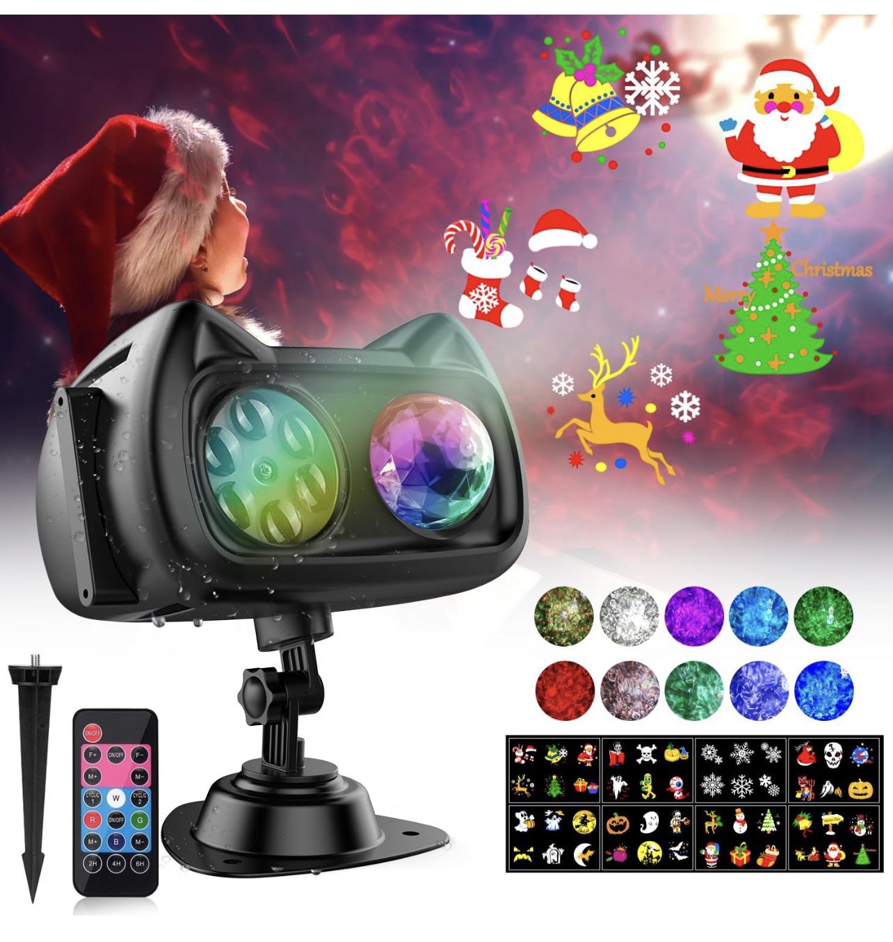 Christmas Light Projector Outdoor with 18 HD Effects 3D Ocean Wave