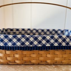 Longaberger Blue Ribbon Canning Basket w/ Fabric Liner, Protector '03~Farmhouse