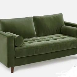 Green Plush Velvet Sofa Couch Article Sven 