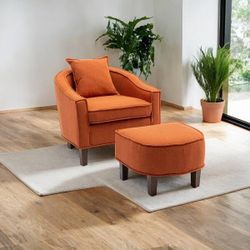 Orange Accent Chair with Ottoman [NEW] **Assembly Req**