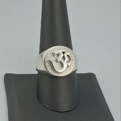 Sterling Silver Om Signet Ring Spiritual Indian 