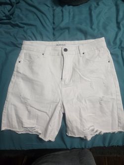 White Denim Distressed Shorts