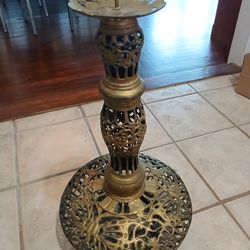Vintage Brass Candle Holder Pillar 25 inches tall Butterfly design
