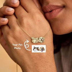 Custom Pet Photo Necklace Personalized Dog Cat Memorial Gift
