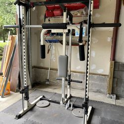 Powerhouse Total Gym Smith Machine Row Chest  And Gym Floor Mats