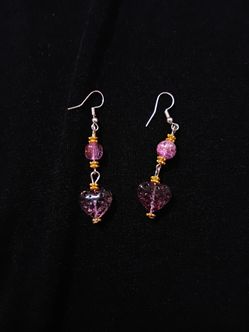 Pink heart earrings