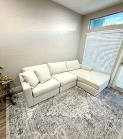 White Beige 3 Piece Sectional Couch